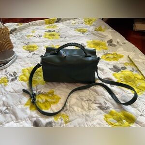 Boston Style Top Handle Crossbody Bag Dark Green